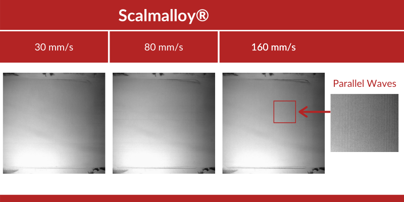 Scalmalloy® picture shows it achieves a lower spreadability in comparison with AlSi7Mg06 and Inconel®